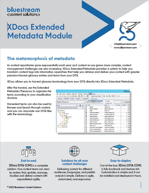 XDocs Extended Metadata front page