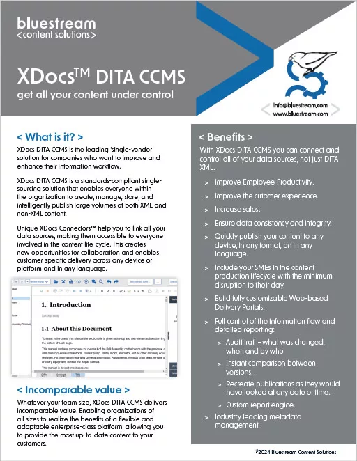 XDocs DITA CCMS and Manufacturing